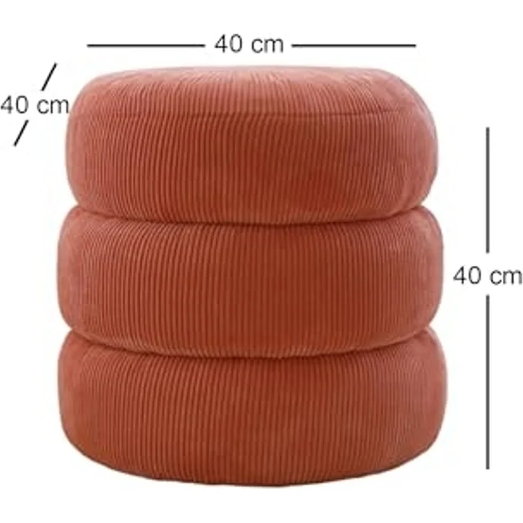 Atelier Del Sofa Stylish Coral Pouffe, 40 x 40 x 40 cm | 100% Wooden Frame, Soft Teddy Fabric | Perfect for Modern Living Rooms & Cozy Spaces, Elegant & Functional – Bild 2