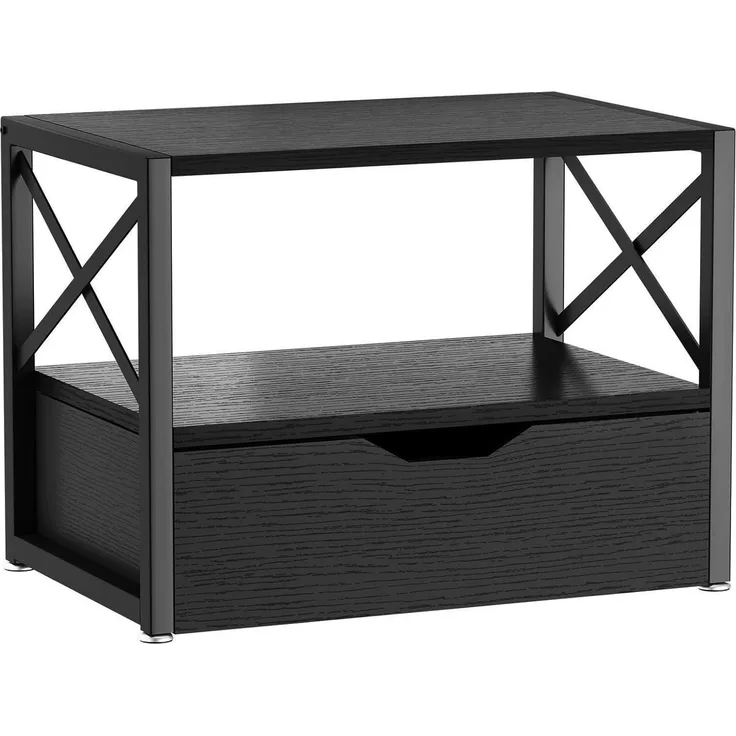 2 Tier Desktop Drucker Stand Organizer mit Schublade - Schwarz