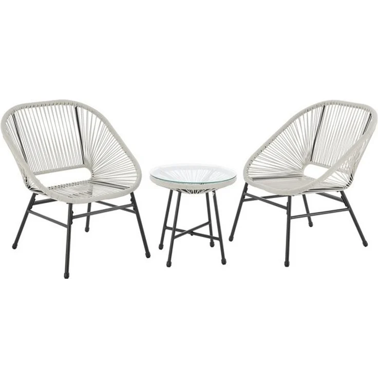 SVITA Balkonset TULUM, (Set, 3-teilig), Garten-Möbel, 2 Stühle, mit Tisch, Weiß – Bild 4