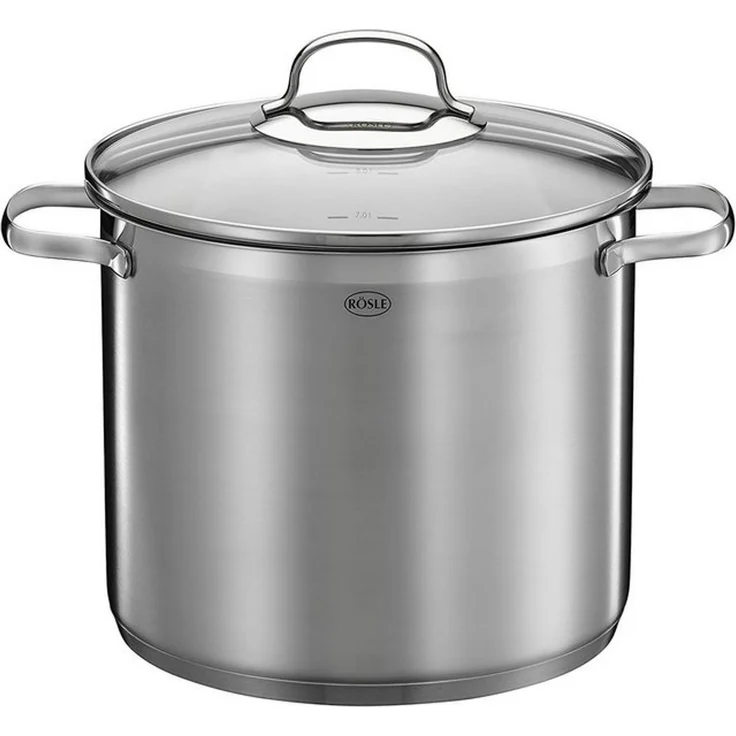 RÖSLE ELEGANCE Gemüse/Partytopf, Hochwertiger Edelstahltopf zum Kochen großer Mengen, 8 Liter, Edelstahl 18/10, Innenskalierung, Induktionsgeeignet, Spülmaschinengeeignet, 33x25. 5x28 cm – Bild 2