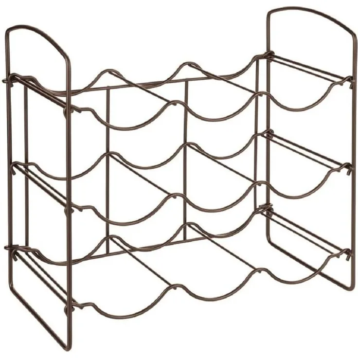mDesign Weinregal Regal Flaschenhalter 9 Flaschen 3 Ebenen Metall Bronze