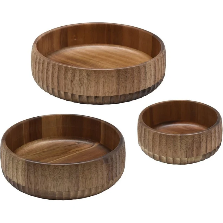 Zoha Servierschale Stripe Schüssel - Handgefertigte Akazienholz Schale für Dips, Snacks, (3-tlg), Handgefertigtes Akazienholz – Bild 1