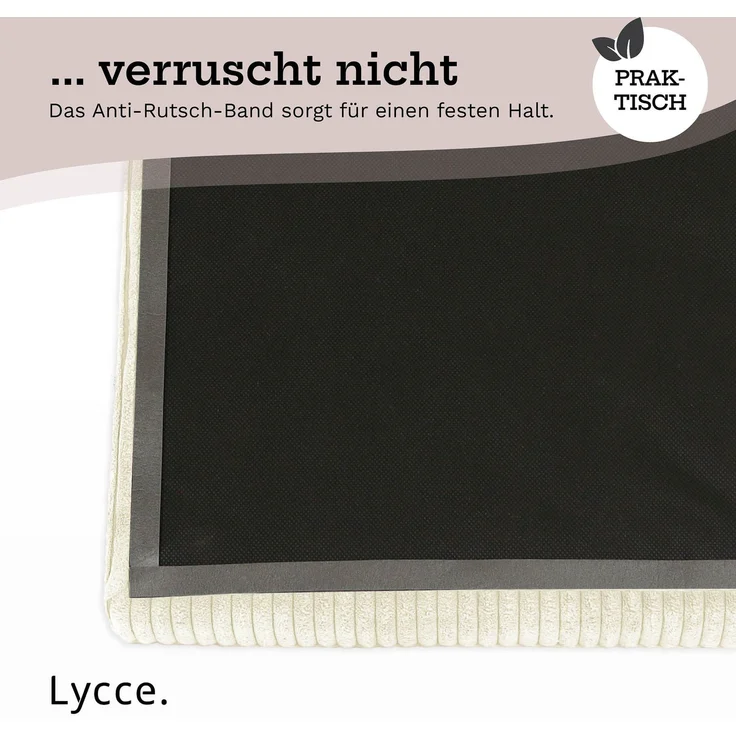 Lycce Bankauflage Klemmkissen mit Leiste - Cord, Polsterung, rutschfest Vanille 8x40x38cm – Bild 7
