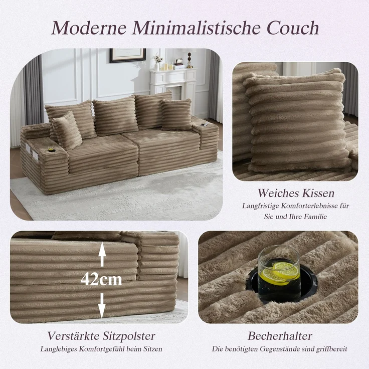 ZUBALIYA Schlafsofa 98x87 cm, mit Stauraum, mit Treppe, mit Leiter, mit Cordbezug, mit Schaumstoffpolsterung, Rot – Bild 7