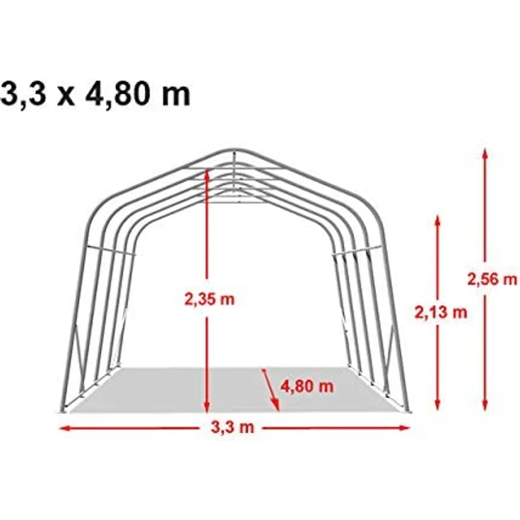 TOOLPORT Garagenzelt Carport 3,3 x 4,8 m in grau, wetterfestes Lagerzelt mit PVC 800 N Plane und stabiler Stahlrohrkonstruktion – Bild 4