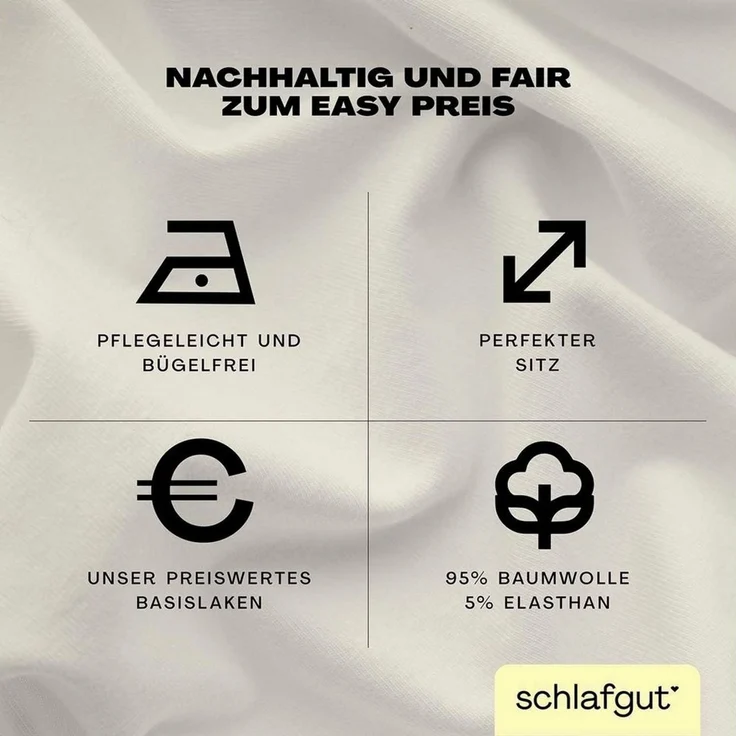 Schlafgut 'Easy' Spannbettlaken, MADE IN GREEN by OEKO-TEX®, Gummizug: rundum, Jersey Elasthan, Yellow Light, XL 180x200 cm - 200x220 cm – Bild 3