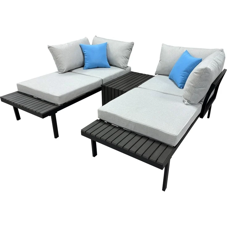 Greemotion Gartenlounge-Set Loungeset Outdoor [Samoa] Loungemöbel-Set Garten, (inkl. Auflagen), Farbe Schwarz/Grau – Bild 3