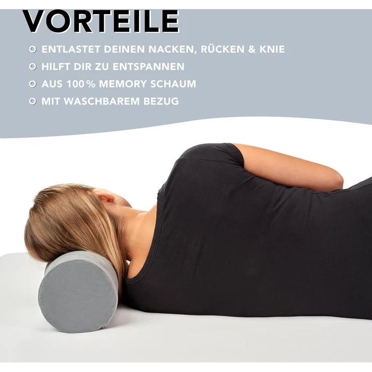 XDREAM Nackenrolle ergonomisches Nackenstützkissen aus Viscoschaum mit Memory-Effekt, 1-tlg, wirkt stützend und entlastend, super weicher Mikroplüsch-Bezug – Bild 3
