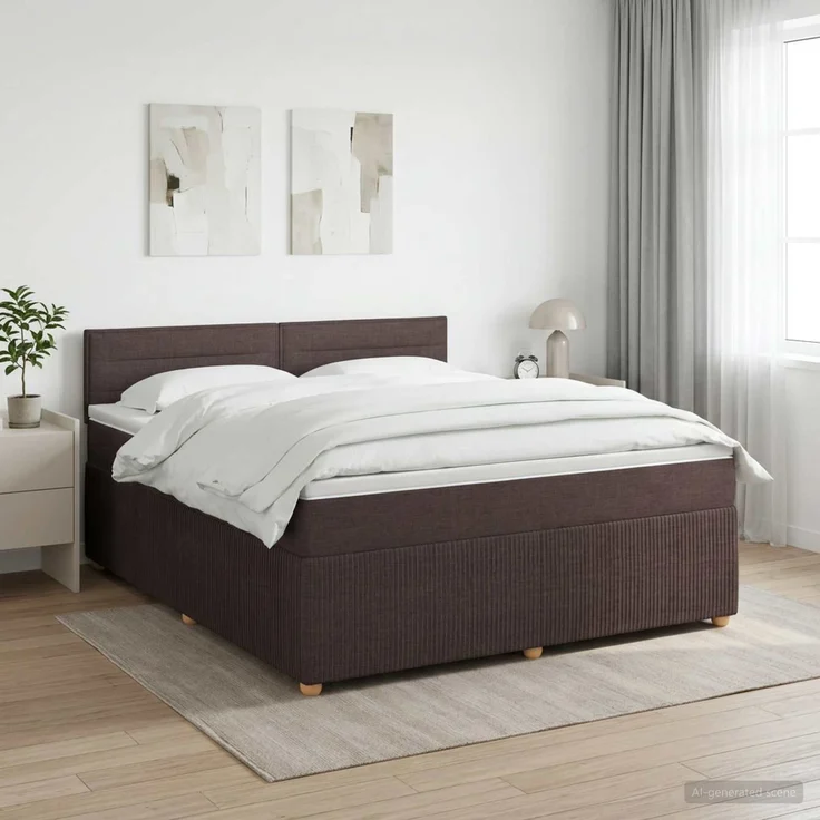 vidaXL Boxspringbett mit Matratze Dunkelbraun 180 x 200 cm Stoff 3451520 – Bild 1
