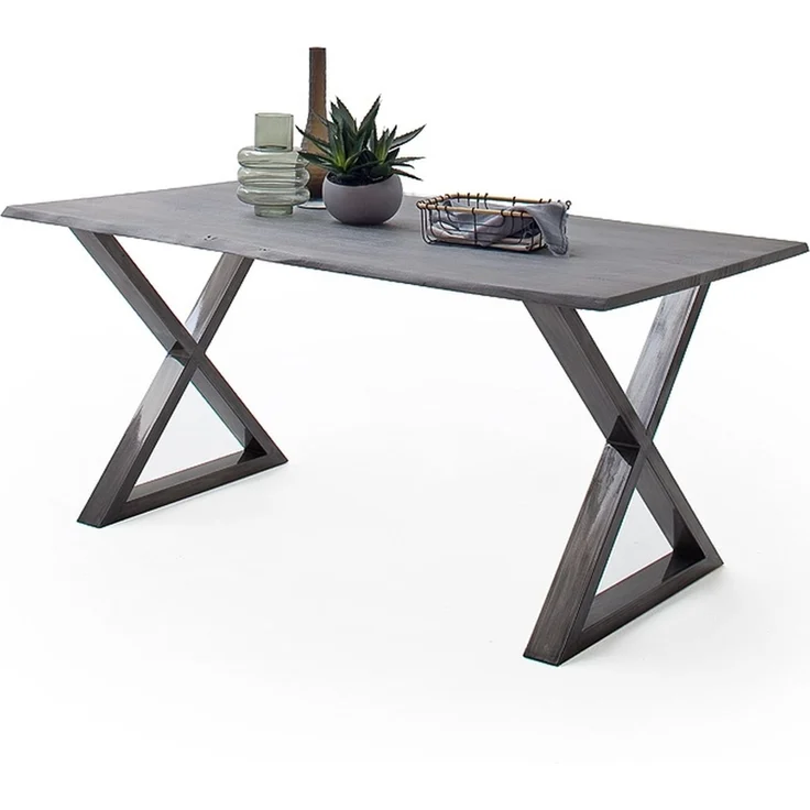 Baumkantentisch >Calabria< in Akazie grau / antik - 180x76,5x90 (BxHxT) – Bild 3