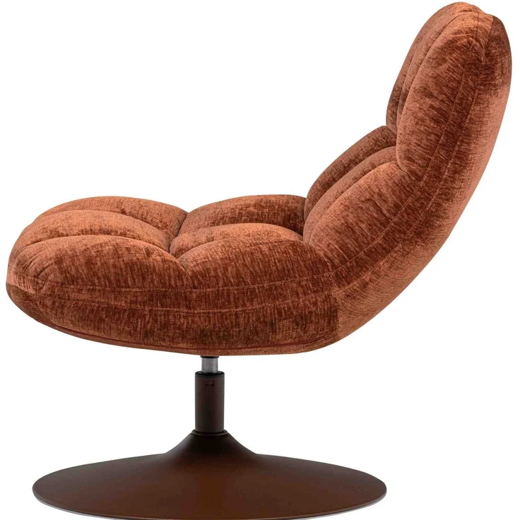 Drehsessel Elvi aus Chenille-Stoff, moderner Relaxsessel mit Drehfunktion, rostbraun, komfortabel gepolstert – Bild 4