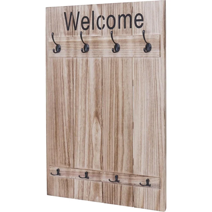 MCW Wandgarderobe, Beige, Shabby-Look mit 8 Haken, Holz, 60x90x8 cm