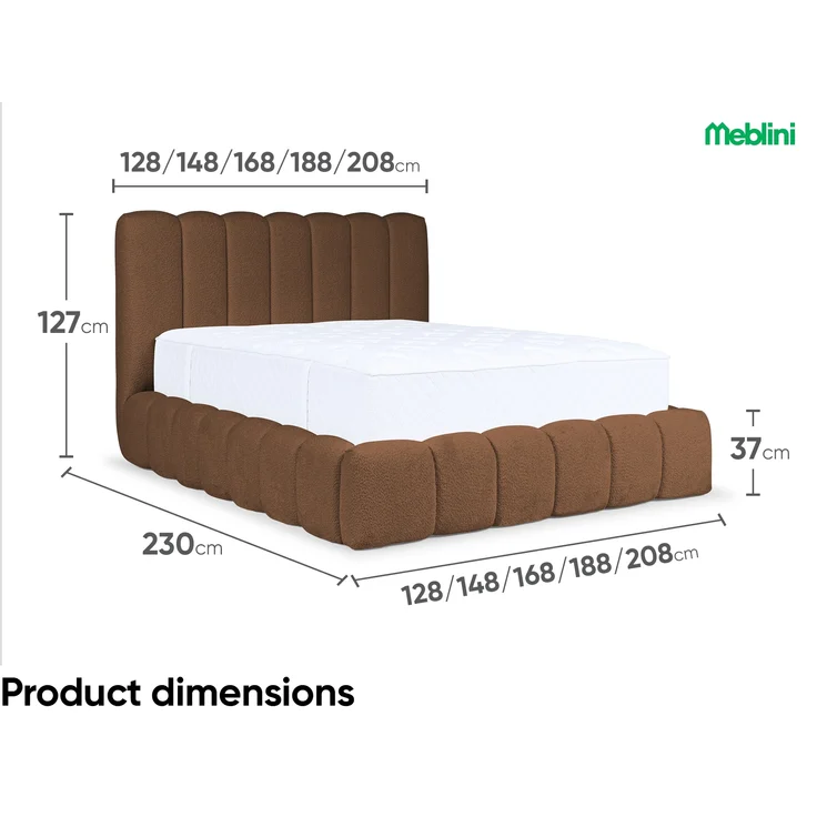 MEBLINI Polsterbett 120x200 mit Lattenrost ohne Matratze - CARLOS - Braun Boucle - Bubble Bett - Cloud Bett - Marshmallow Bed - Kopfteil Bett mit Stauraum – Bild 7