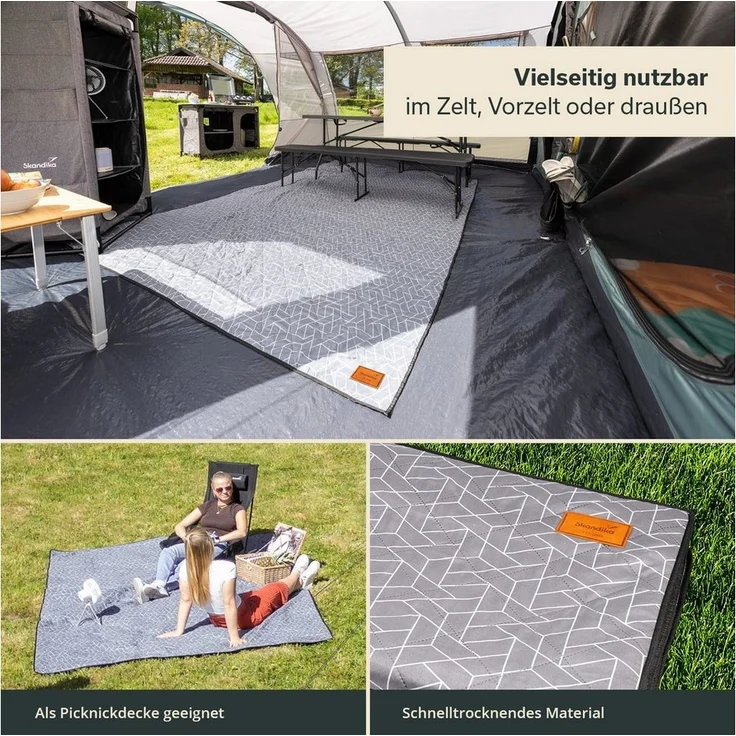 Skandika Zeltteppiche Bredal, 250 x 310 cm, Universell, 2,2 kg, mit Softtouch- Polyester, wetterfest & wasserdicht, mit Tragegurt – Bild 3
