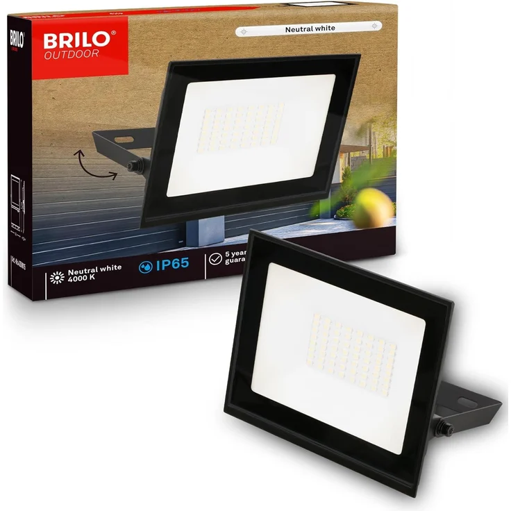 BRILONER - LED Strahler außen, Neutralweißes Licht, 30W 2700lm, Schwenkbar, IP65 Staub- und Strahlwasserschutz, Fluter, Flutlicht, Außenstrahler, Scheinwerfer, Garten, Garage, 14 x 17 x 3 cm, Schwarz – Bild 1
