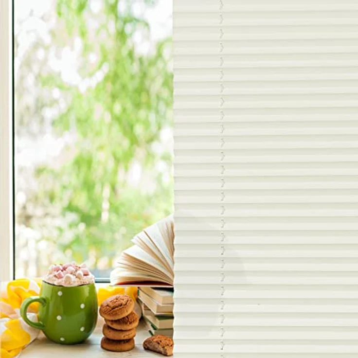 Buseu Plissee Klemmfix ohne Bohren 35x100cm Beige Faltrollo Plisseerollo – Bild 3