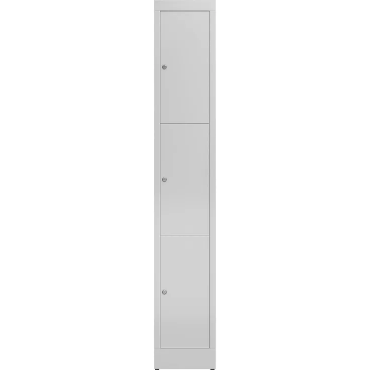 Schließfachschrank, Fächerschrank 3 Fächer Spind 180 x 30 x 50 cm, lichtgrau