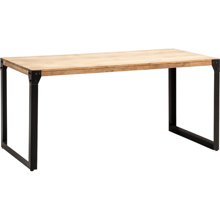 FineBuy Esstisch rechteckig Akazie Massivholz – Esszimmertisch im Industrial Design mit Metallgestell, Holz Küchentisch massiv – Bild 6
