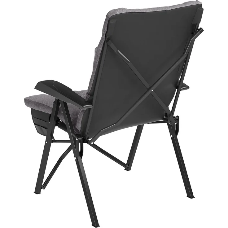 STEELSØN 'Hoggar' Set aus Campingstuhl mit Seitentasche & Getränkehalter und Hocker, faltbar, grau, gepolsterter Campingstuhl, bis 150 kg – Bild 15