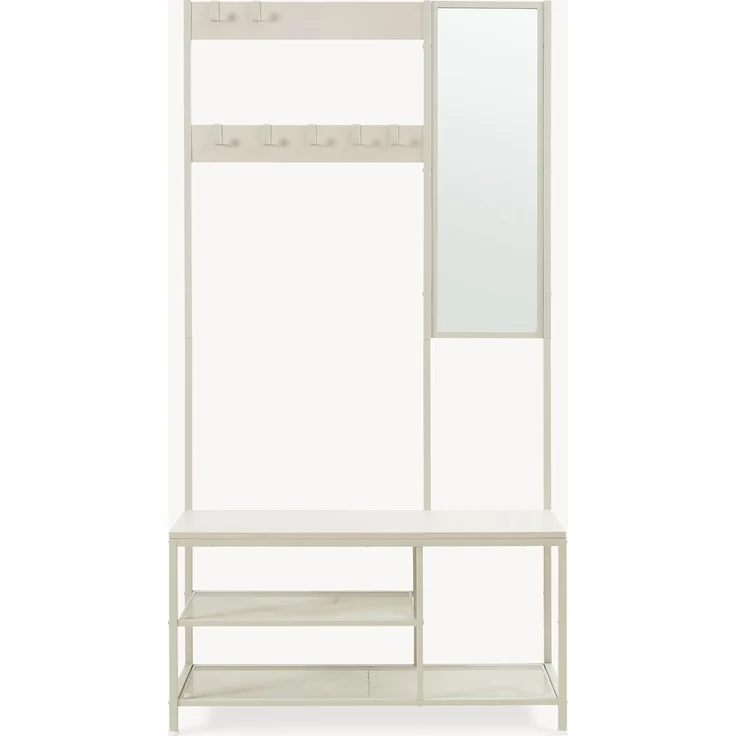 Garderobenständer Napinerg mit Spiegel und Schuhregal 185x98x34 cm Sandfarben [en. casa] – Bild 6