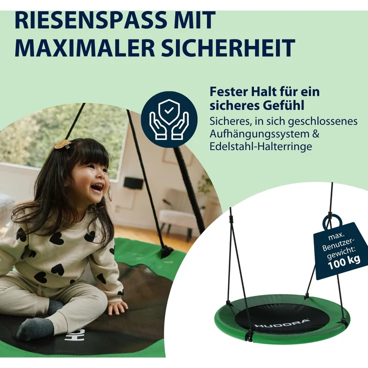 HUDORA höhenverstellbare Nestschaukel, 90-110 cm, Grün – Bild 3