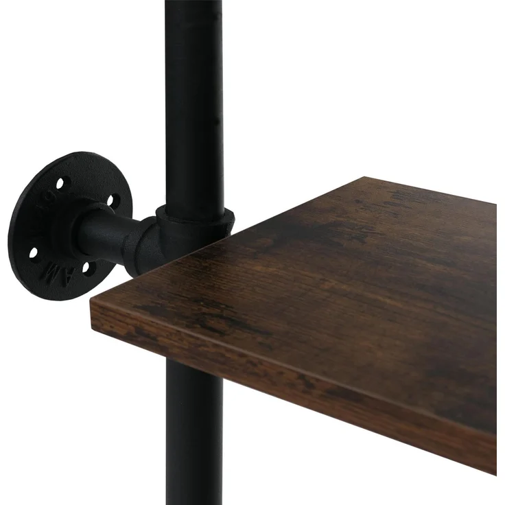 Raumteiler mit Regal HWC-P10, Wohnregal Ablageregal, Industrial Metall Melamin MVG 203x100x20cm ~ dunkelbraun – Bild 5