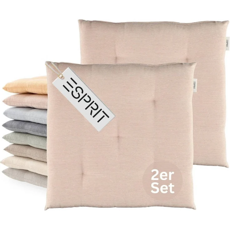 Esprit Stuhlkissen NEEDLESTRIPE Sitzkissen, 40 x 40 cm - 2er Set in Rose – Bild 1