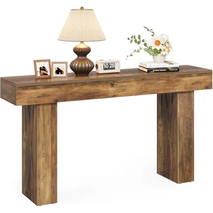 LITTLE TREE 63-Zoll-Schmaler Konsolentisch, moderner Sofatisch für den Flur, Eingangstisch für Wohnzimmer, Schlafzimmer, Home Office, Holzfarbe – Bild 3
