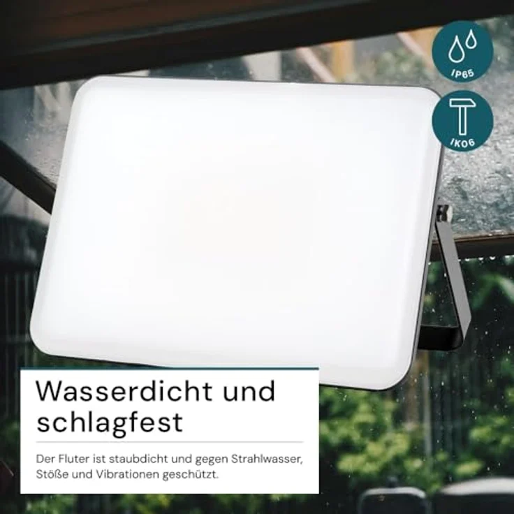 LUXULA LED Außenstrahler 30W 4000K Neutralweiß, wasserdicht IP65, Fluter mit mattem Cover und Schnellverbinder für Garten und Werkstatt, Außenleuchte Weiß – Bild 3