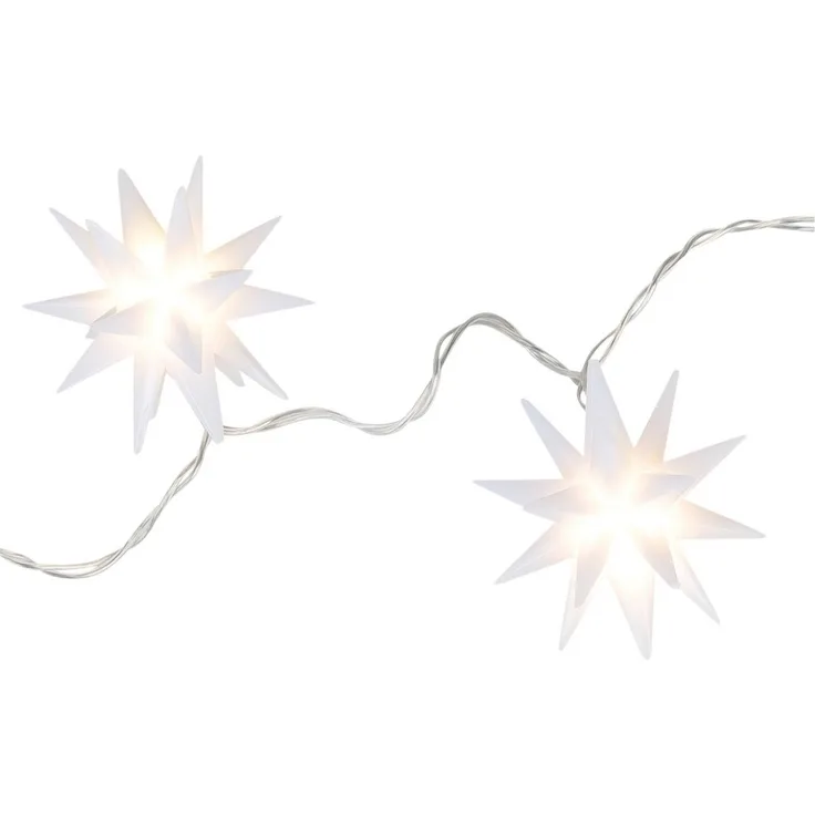 Coen Bakker Deco BV LED-Lichterkette, 10-flammig, Sterne weiß außen 1,5m Timer 10 LED warmweiß