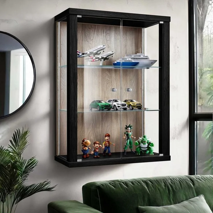 K-Möbel Hängevitrine C1012 (Glasvitrine (80x60x25 cm) mit 2 Glastüren) Glasvitrine hängend – Bild 4