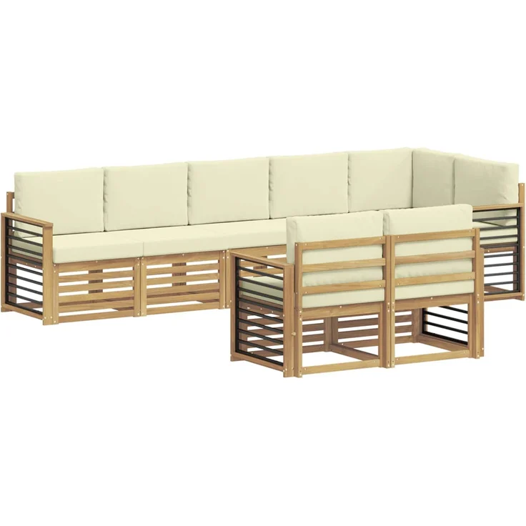 vidaXL Outdoor-Sofagarnitur 8 stk. 8-Sitzer Weiß und Creme Polyester 3392045 – Bild 2