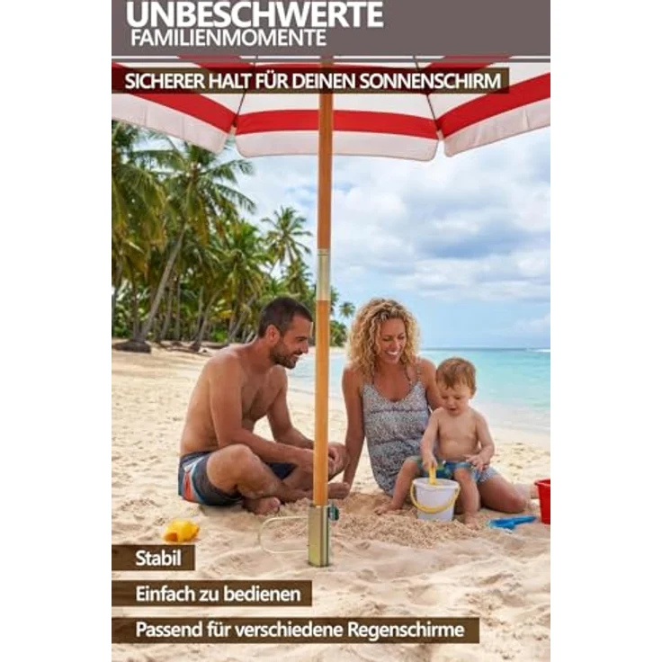 4smile Schirmständer Erdspieß aus Metall – Stabiler Sonnenschirmhalter Rasendorn, Bodenhülse Sonnenschirm für Strand & Garten – Bild 4