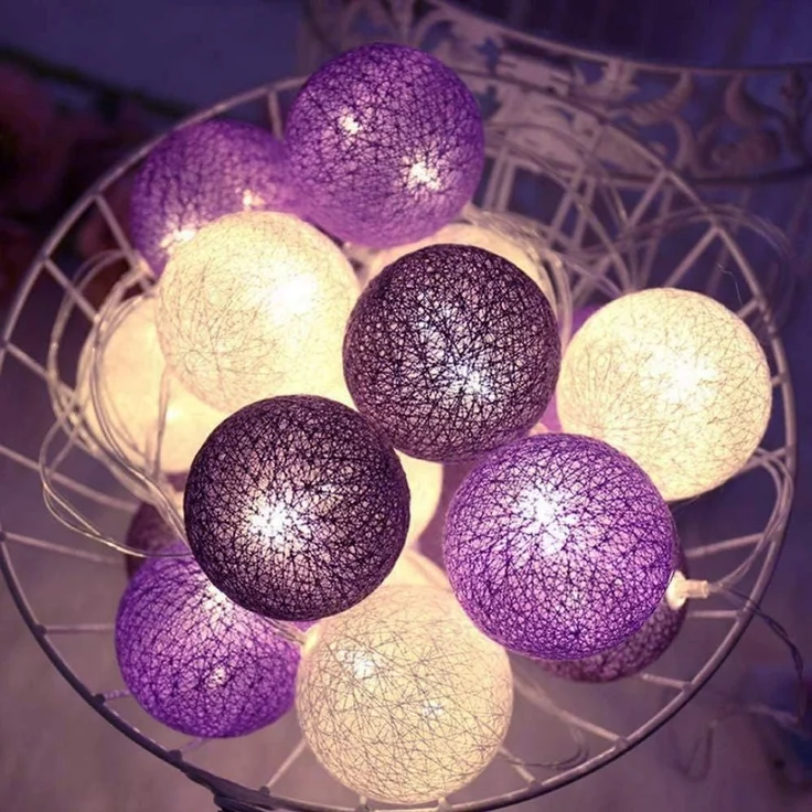 Ciskotu LED Lichterkette, Baumwollkugeln mit Stecker, 20er Cotton Ball, Innen, 3,8m