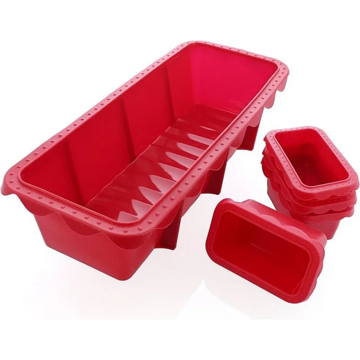 Coolinato Backform Coolinato Silikon Kastenform Set 5tlg, ROT, inkl. Rezepte