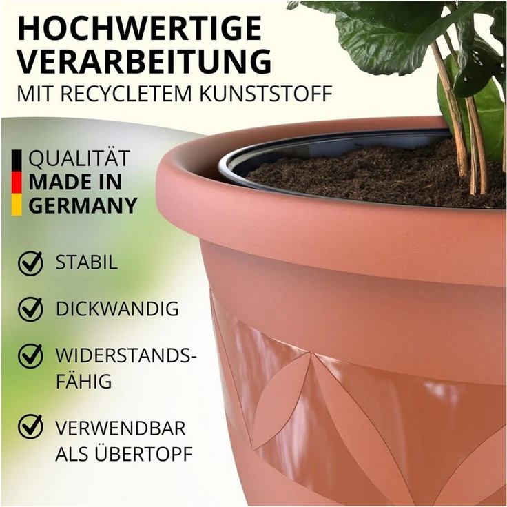Plastard Pflanzkübel 3er, 5er, 10er Sets, Blumentop, Übertopf, Pflanztopf 15 - 40 cm (3 St), frostbeständig, UV-beständig, witterungsbeständig, langlebig – Bild 2