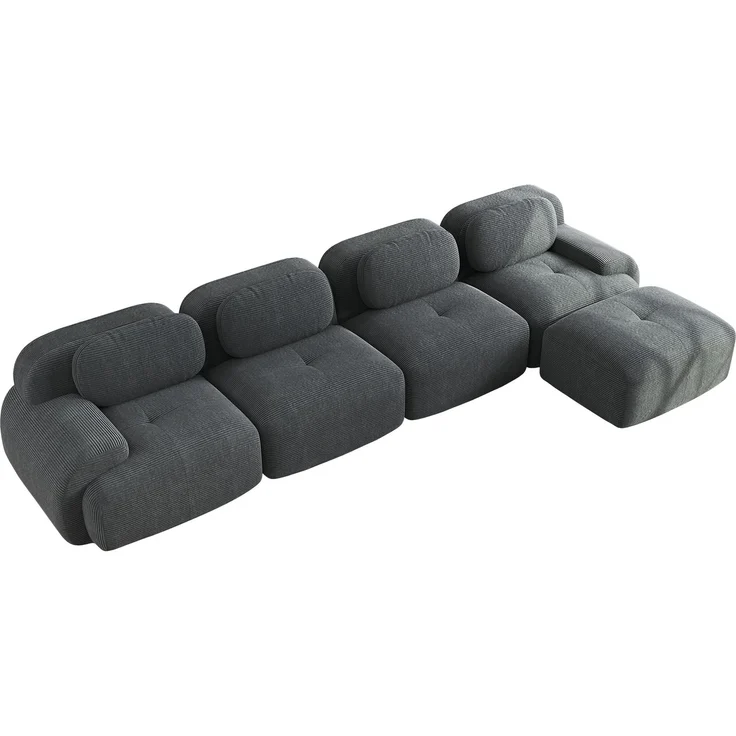 4-Sitzer Ecksofa mit 32D hochelastischer Polsterung,rutschfest mit Chaiselongue extra-breite Armlehnen frei kombinierbar ohne Montage für Büro Wohnzimmer und Heimkino,Grey, – Bild 5