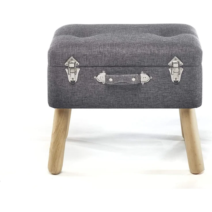 Kobolo Sitzhocker Kofferhocker Polsterhocker aus Textil in hellgrau (1 Stück) – Bild 6