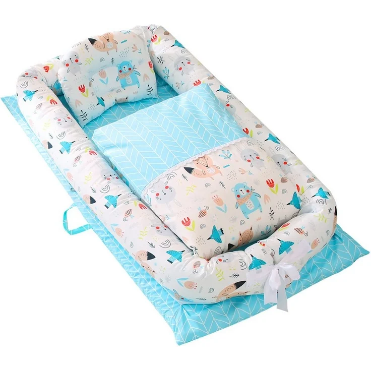 SEHAUSEU Kuschelnest Bettnestchen Babylounge Babykokon mit Decke und Kissen Wickelauflage – Bild 1