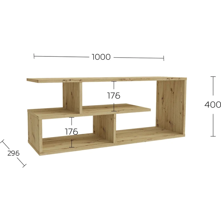 Shefa TV-Lowboard Eden 100 - Eiche Artisan Optik - Modernes TV-Regal (100 cm) – Bild 2