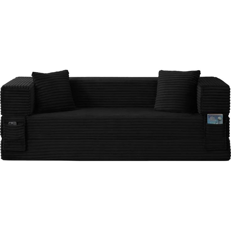 ZUBALIYA Schlafsofa, mit Schlaffunktion, H 60 × T 200 × B 76 cm, Schwarz, Schaumstoff – Bild 11