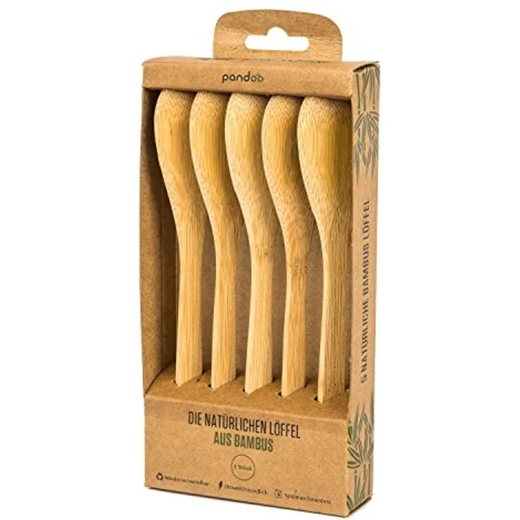 pandoo Besteck-Set Besteck aus 100% natürlichem Bambus, 5er Set (5-tlg), Bambus – Bild 2