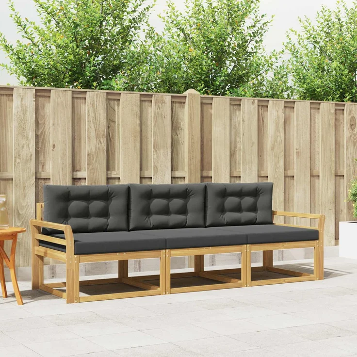 vidaXL Outdoor-Sofagarnitur 3 stk. Weiß und Anthrazit Polyester 3385991 – Bild 1