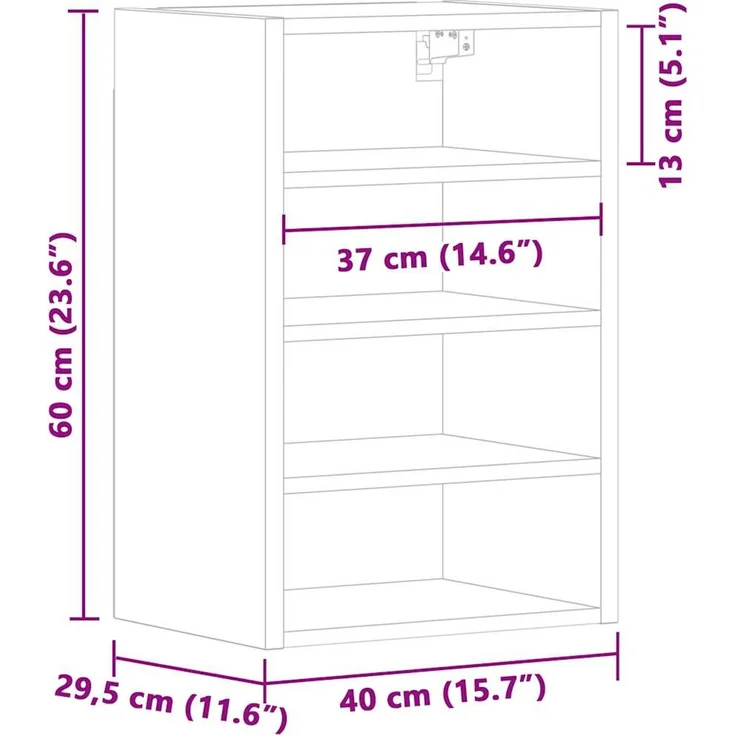 vidaXL Hängeschrank Riga Weiß 40x29,5x60 cm Holzwerkstoff 854175 – Bild 10