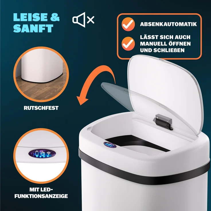 MONZANA® Mülleimer mit Sensor Küche 50L Weiß – Bild 5