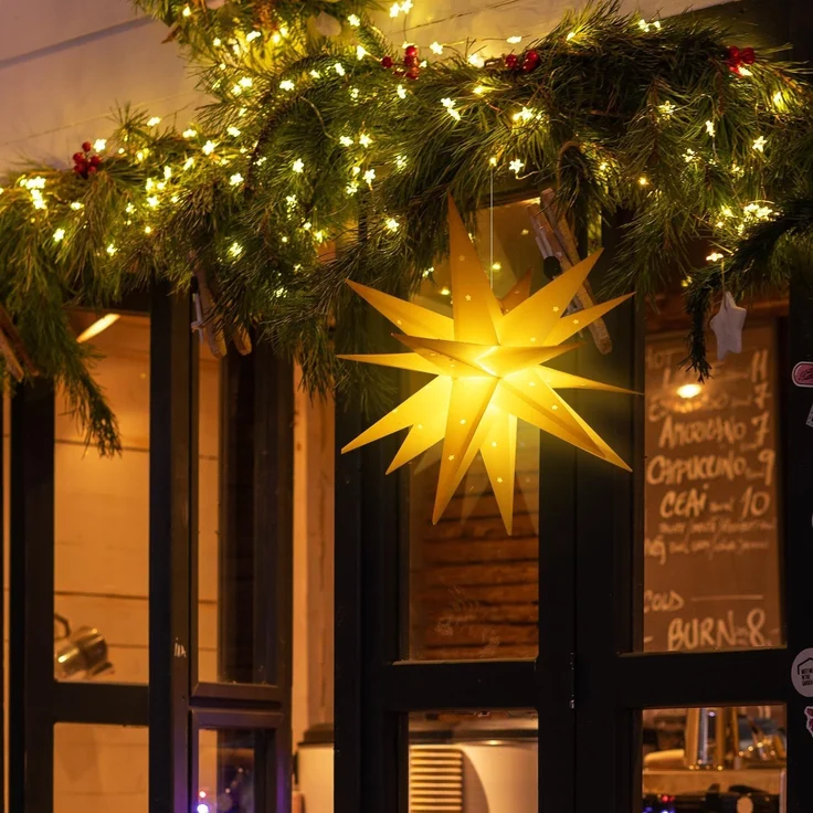 SALCAR 60cm Weihnachtsstern Beleuchtet Außen, 3D Leuchtstern – Bild 5