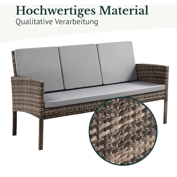 SVITA Gartenlounge-Set DENVER, (Gartenmöbel-Set), Essgruppe, Rattan, Inkl. Kissen – Bild 7