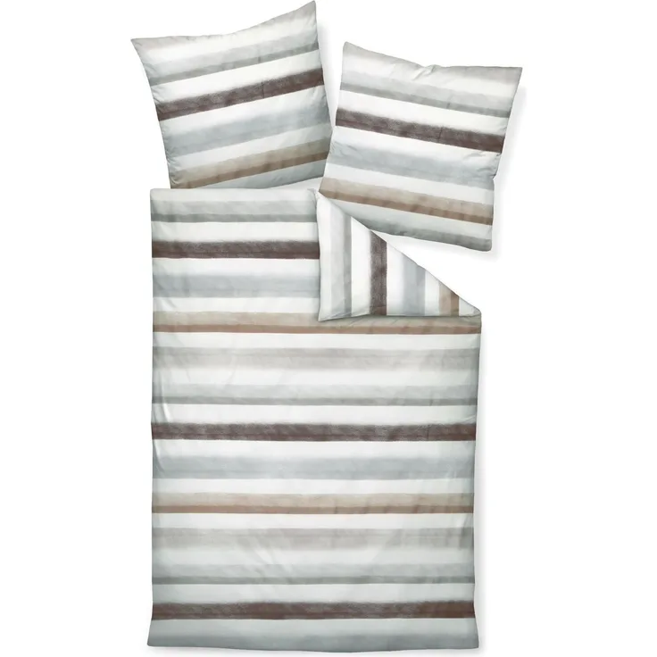 Bettwäsche MOMENTS Mako-Satin , grau, BL 155x220 cm