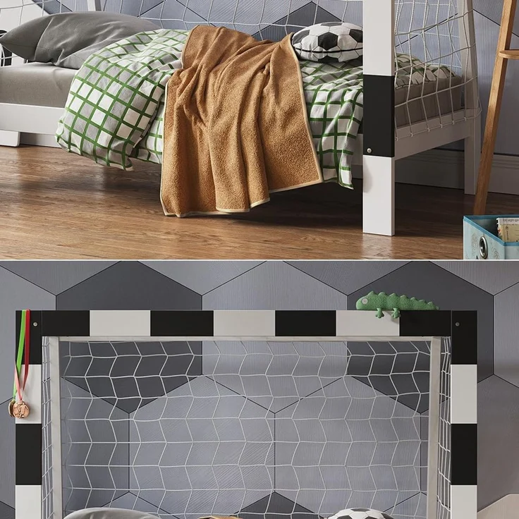 Kinderbett Football goal Weiß 80x160 cm mit Matratze Vitalispa – Bild 5