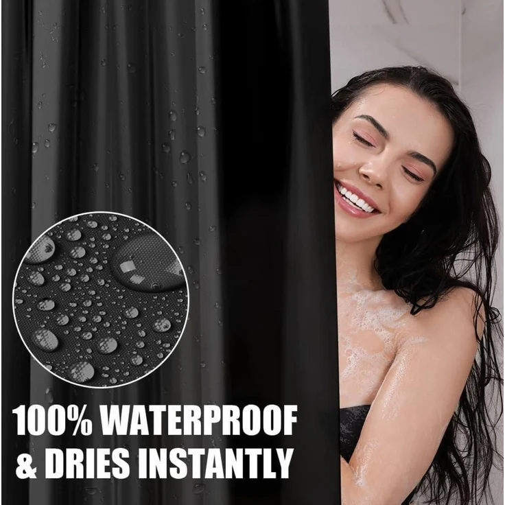 Duschvorhang Anti-schimmel Wasserdicht Schnelltrocknend PEVA 180x180 cm Schwarz – Bild 6